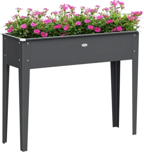Jardinière sur pieds compacte en acier galvanisé, 100 cm