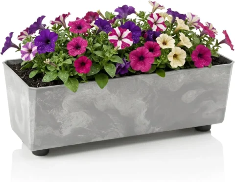 Jardinière sur pieds SAGA aspect béton gris 37 cm