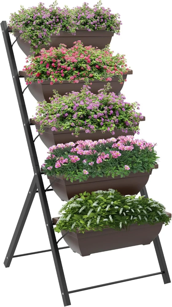 Jardinière surélevée à étages en acier marron, 120 cm