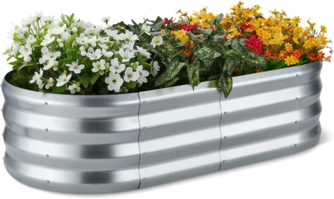 Jardinière surélevée en acier galvanisé, 121,8 cm, argentée