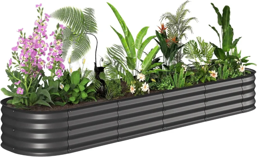Jardinière surélevée modulable en acier 240 x 62 cm