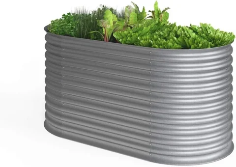 Jardinière surélevée ovale en acier galvanisé 160 cm