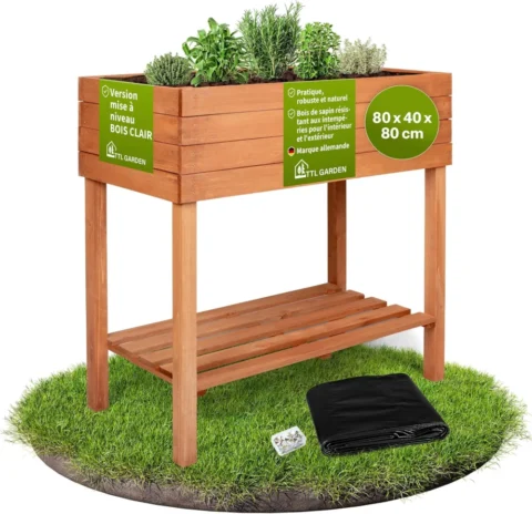 Jardinière surélevée pour balcon, taille M, bois, 80 cm