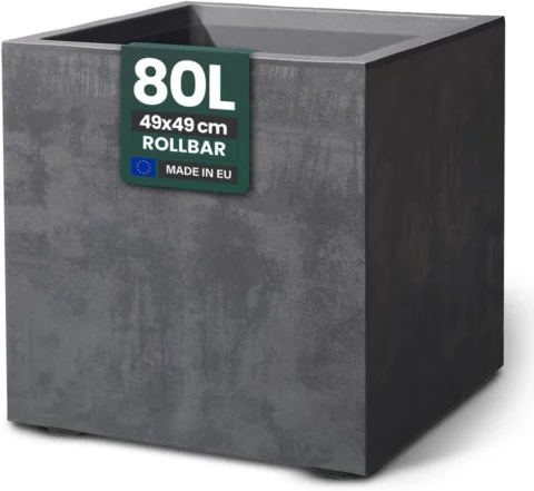 Jardinière XL Millennium anthracite, 49 cm, roues en option