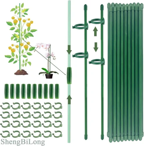 Kit de 20 tuteurs verts avec clips et tubes d’extension