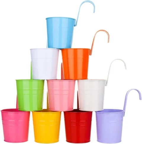 Lot de 10 mini pots suspendus en métal, 10 cm