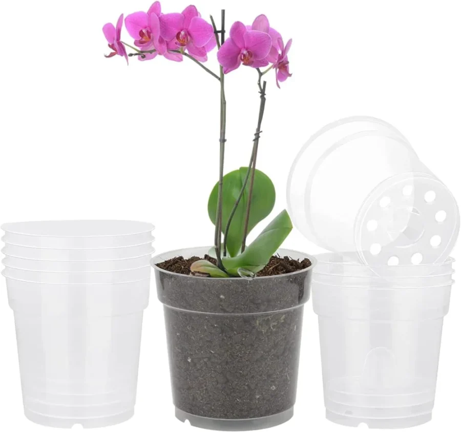 Lot de 10 petits pots à orchidée transparents, 11,5 cm