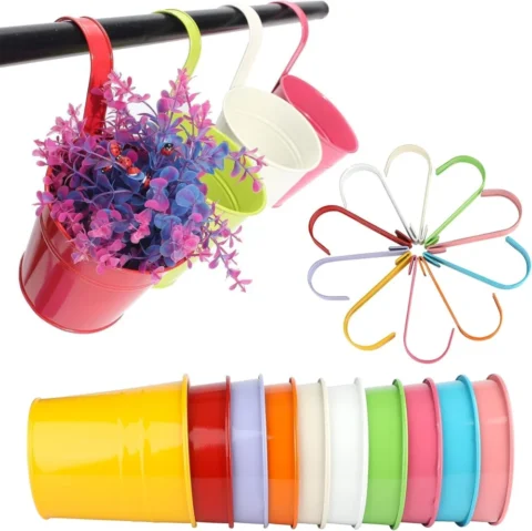 Lot de 10 pots de fleurs en métal à suspendre, 10 cm