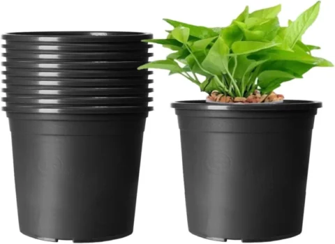 Lot de 10 pots en plastique noir épais, 16 cm