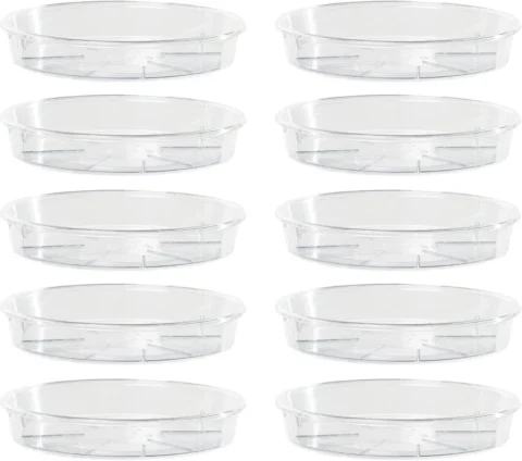 Lot de 10 soucoupes transparentes 12 cm pour petits pots