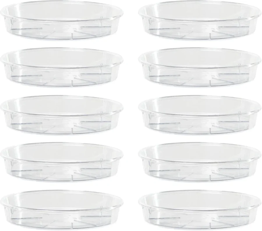 Lot de 10 soucoupes transparentes 12 cm pour petits pots