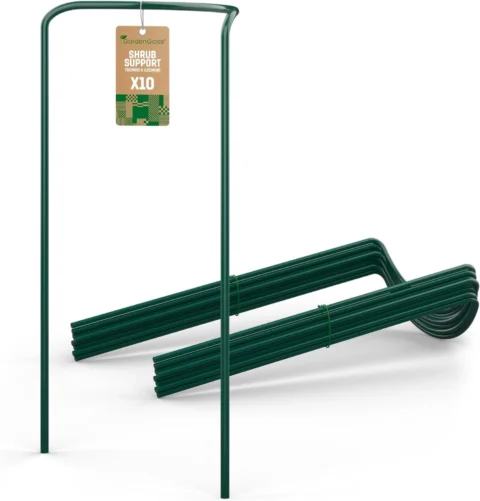 Lot de 10 supports demi-ronds en acier vert, 70 cm