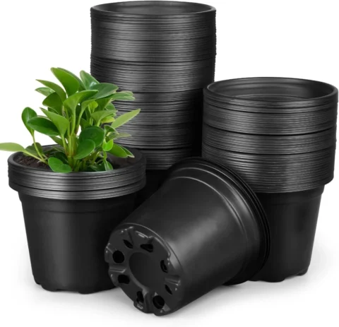 Lot de 100 pots de semis en plastique noir, 10 cm