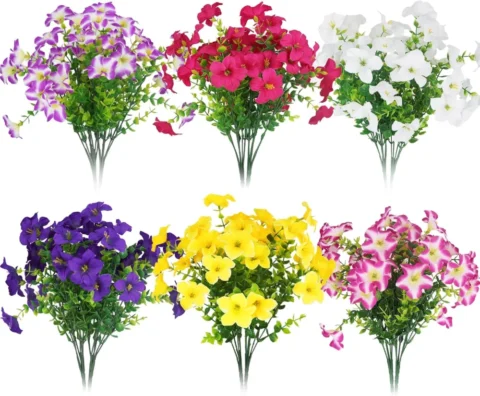 Lot de 12 pétunias artificiels multicolores résistants UV