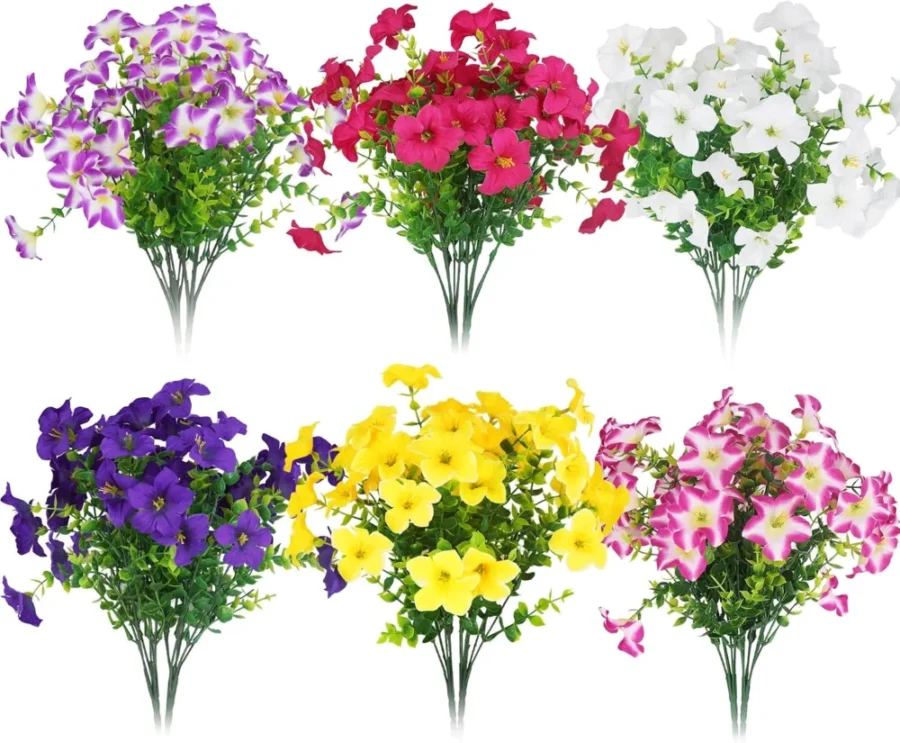 Lot de 12 pétunias artificiels multicolores résistants UV