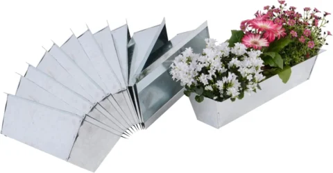 Lot de 12 pots de fleurs en zinc argenté 38 cm