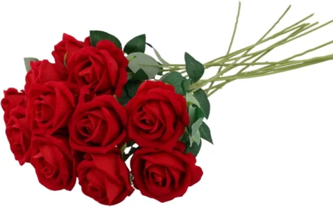 Lot de 12 roses artificielles rouges en velours