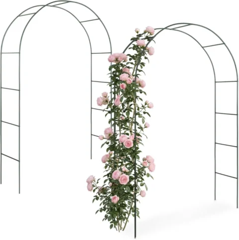 Lot de 2 arches à roses en acier vert foncé