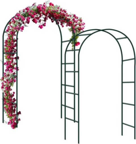 Lot de 2 arches à rosiers en treillis vert
