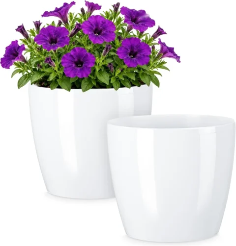 Lot de 2 cache-pots mats blancs, 18 cm
