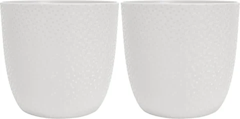 Lot de 2 cache-pots Opale blanc ivoire, 18,5 cm