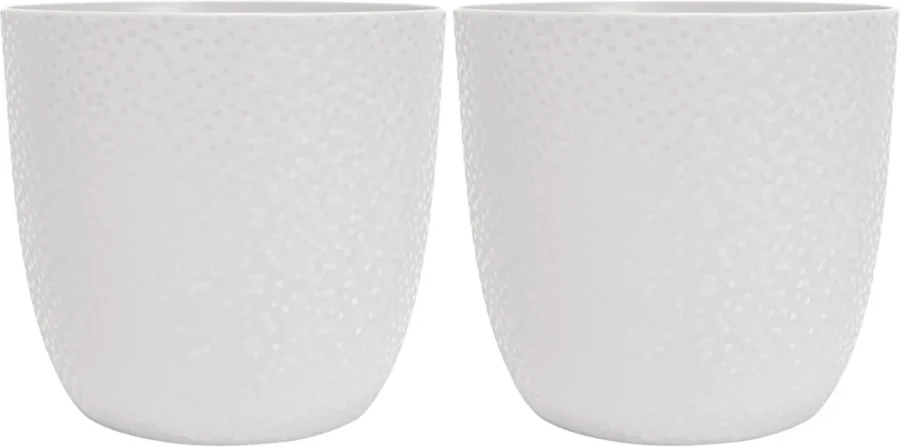 Lot de 2 cache-pots Opale blanc ivoire, 18,5 cm