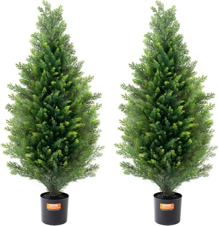 Lot de 2 cèdres topiaires artificiels 91 cm avec pot
