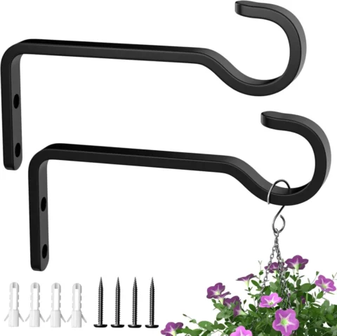 Lot de 2 crochets muraux en métal noir, 14,5 cm