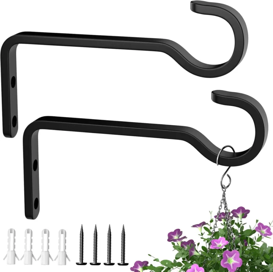 Lot de 2 crochets muraux en métal noir, 14,5 cm