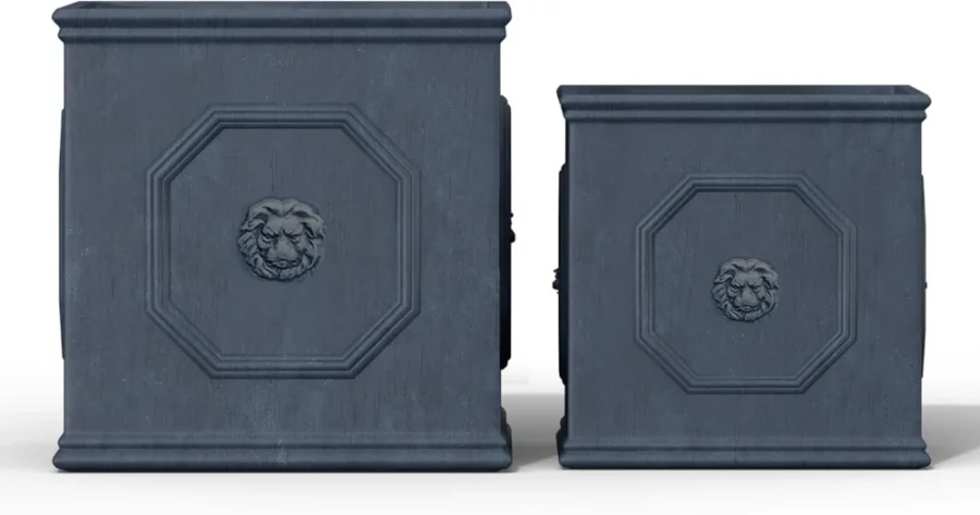 Lot de 2 jardinières en béton gris antique 31,8 cm