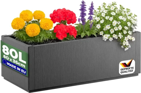 Lot de 2 jardinières Ethica anthracite 80 x 36 cm
