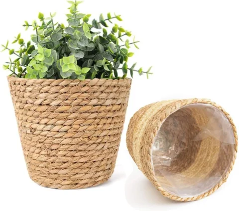 Lot de 2 paniers en jonc de mer tressé, 18 cm