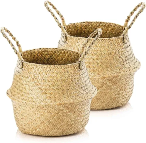 Lot de 2 paniers tressés en jonc de mer, 24 cm