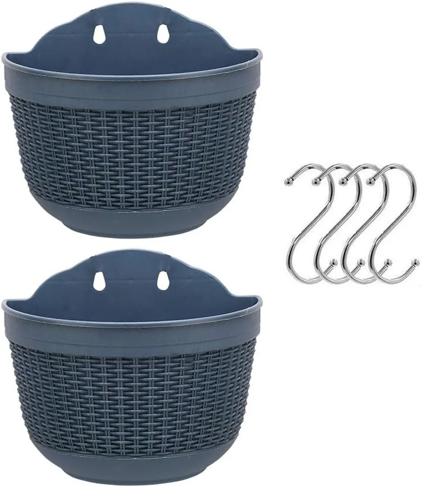 Lot de 2 pots à suspendre en plastique avec crochets
