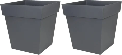 Lot de 2 pots de fleurs carrés Toscane, 50 cm, 87 L