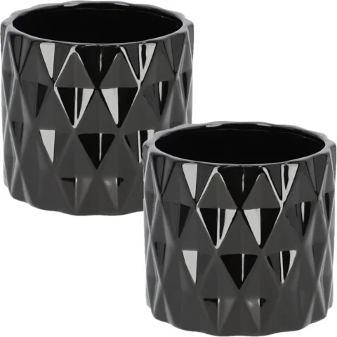 Lot de 2 pots de fleurs cylindriques noirs, 12 cm