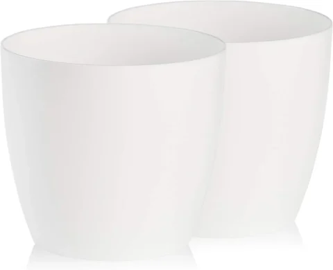 Lot de 2 pots de fleurs ronds blancs, 25 cm