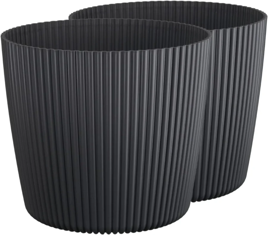 Lot de 2 pots de fleurs ronds noir mat, 17 cm