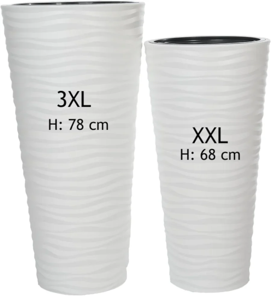 Lot de 2 pots hauts blancs effet 3D, 78,5 cm