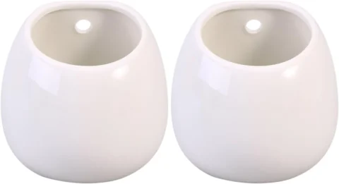Lot de 2 pots muraux en céramique blanche, sans trou
