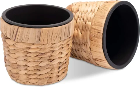 Lot de 2 pots tressés en jonc de mer, 16 cm