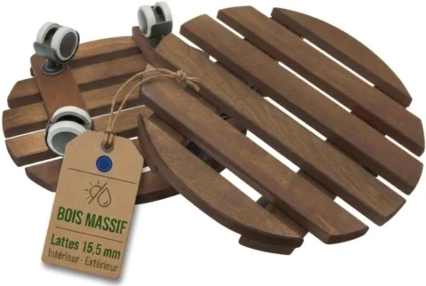 Lot de 2 supports à roulettes en bois d’aulne, 30 cm