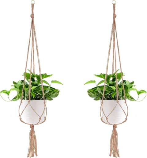Lot de 2 suspensions pour pot de fleurs en corde, 105 cm