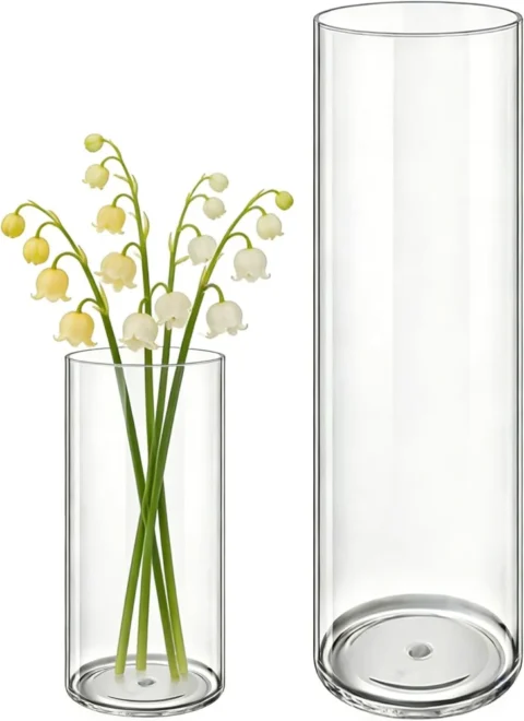 Lot de 2 vases cylindriques en acrylique, 20 et 40 cm