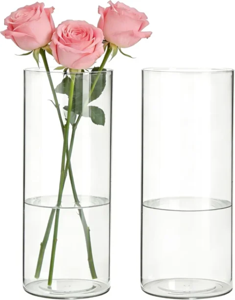 Lot de 2 vases cylindriques en acrylique, 40 cm