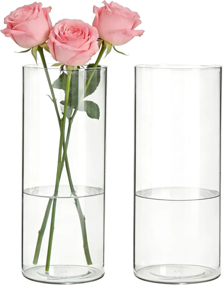 Lot de 2 vases cylindriques en acrylique, 40 cm
