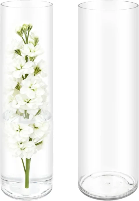 Lot de 2 vases en acrylique transparent incassable