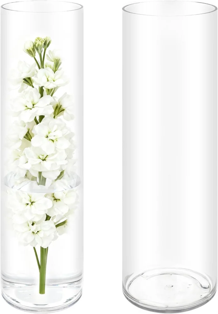 Lot de 2 vases en acrylique transparent incassable
