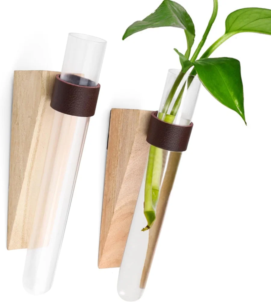 Lot de 2 vases muraux à tube, sans perçage