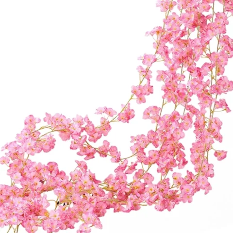Lot de 3 guirlandes de fleurs de cerisier, 180 cm